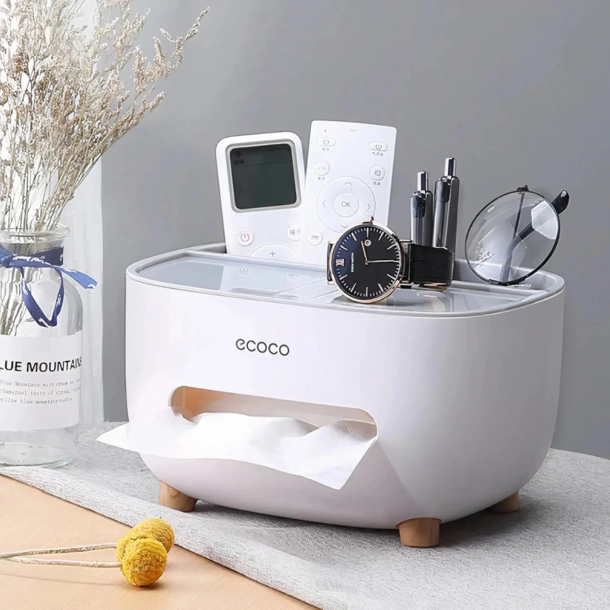 Ecoco Tissue Box With Multifunctional Storage