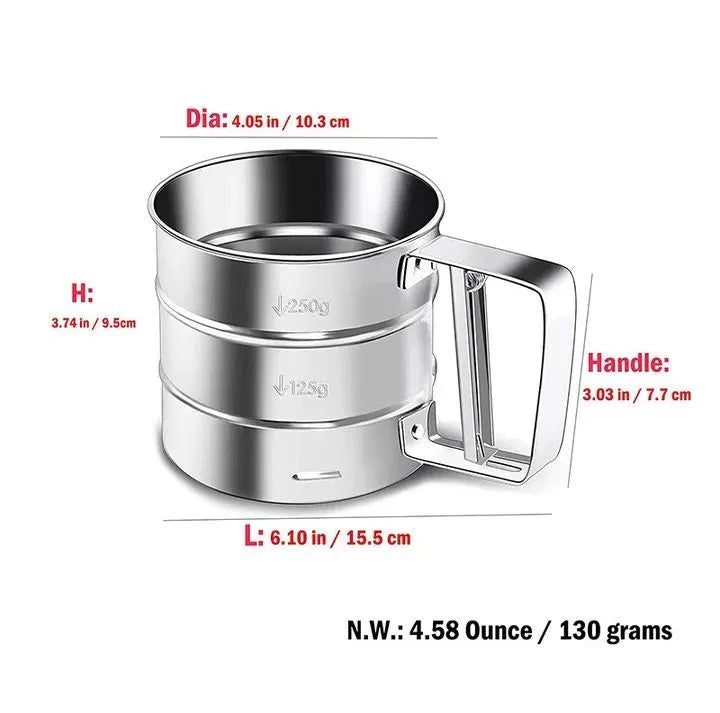Flour Sifter Stainless Steel – Double Layer Fine Mesh Baking Sifter