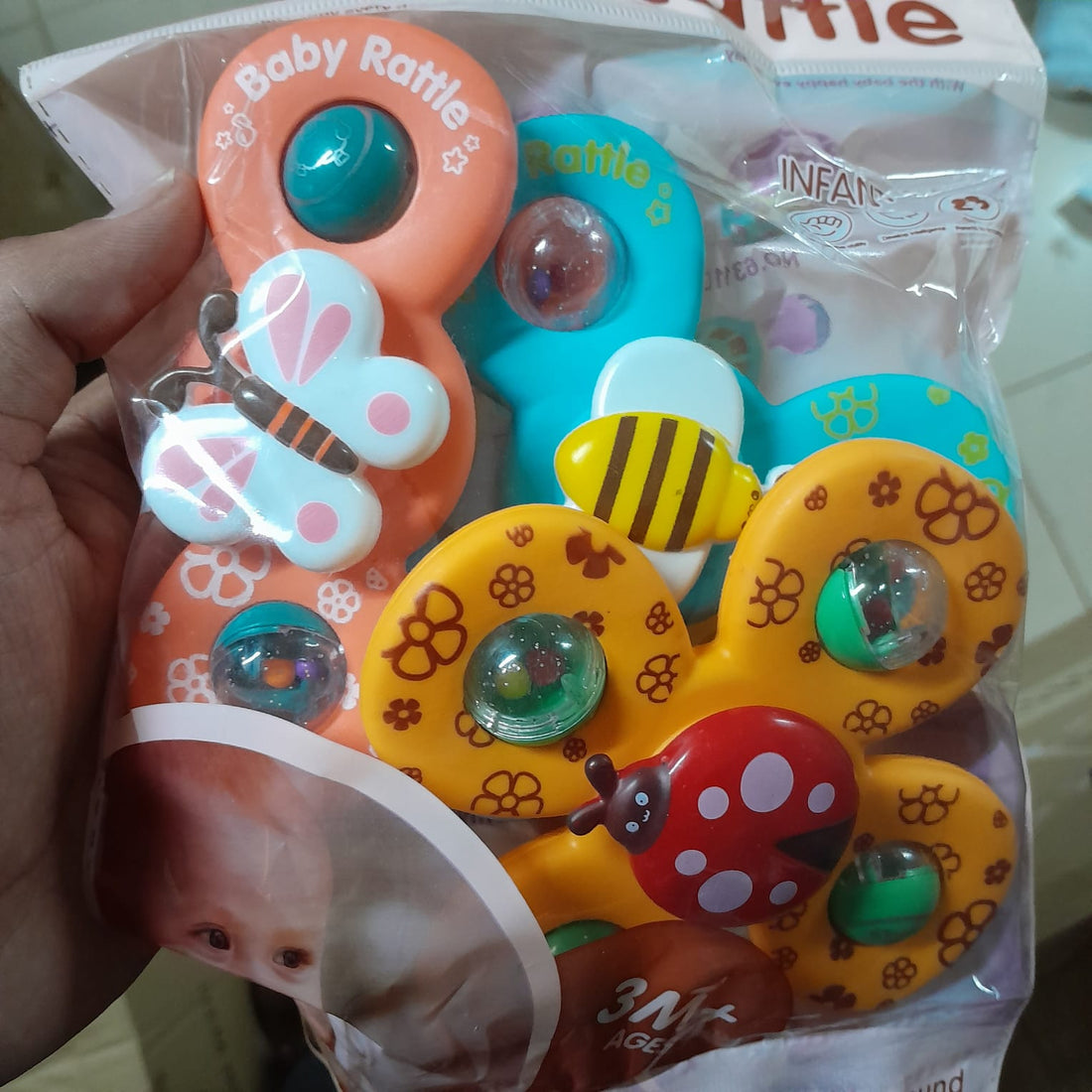3PCS Rattle Suction Baby Toys Set Fun