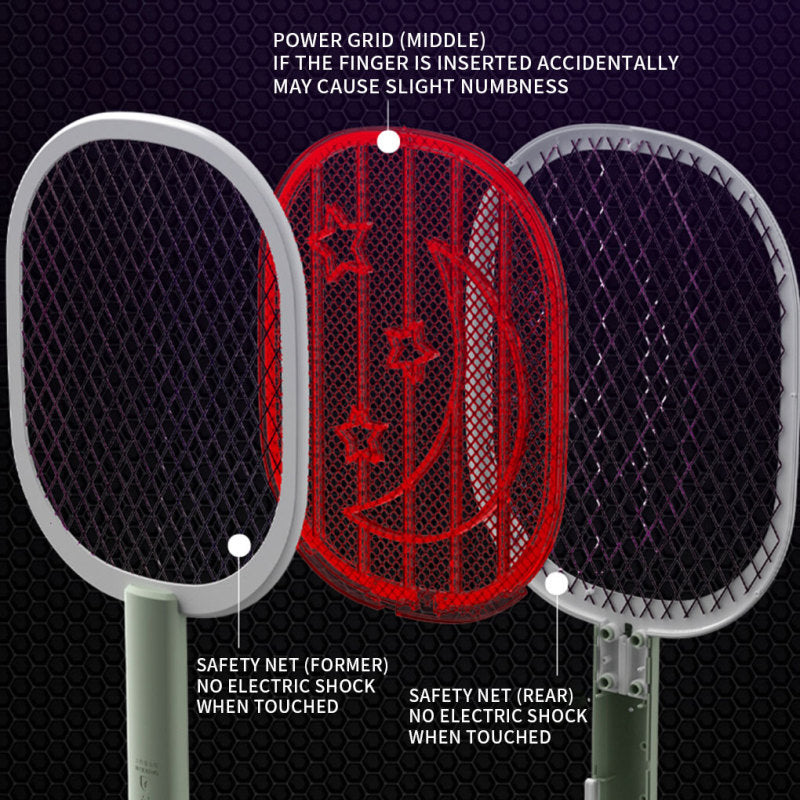 Rechargeable Electric Mosquito Killer Racket 2 In 1 LED Flash Light (Random Color)